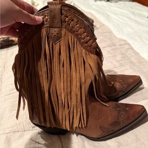 Dingo Brown Leather Fringe Boots